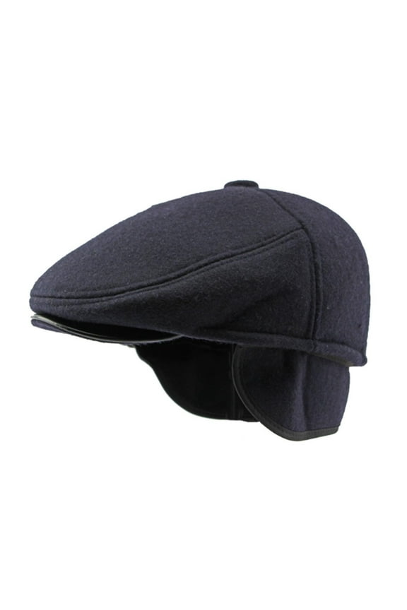 Men's Fall And Winter Ear Warm Tongue Cap British Retro Beret Forward Cap French Female Hats Hat for Men Leather Stretch French Small Winter Hat French Artist Hat French Artist Barrette Hats Women