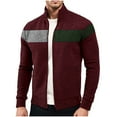 thumbnail image 1 of Men's Color-Spliced Sweater Jacket Stand Collar Zip Front Lightweight Biking Commuter Essential Fall Warm-Up Street Style Hybrid, 1 of 8