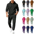 thumbnail image 1 of Men's Fall/Winter Hooded Sports Set, for Casual Training and Cold Weather Activities,Black,L, 1 of 7