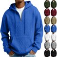 thumbnail image 1 of Men's Fall/Winter Hoodies Solid-Color Knit Hoodie with Pockets Sports Sweatshirts, 1 of 8