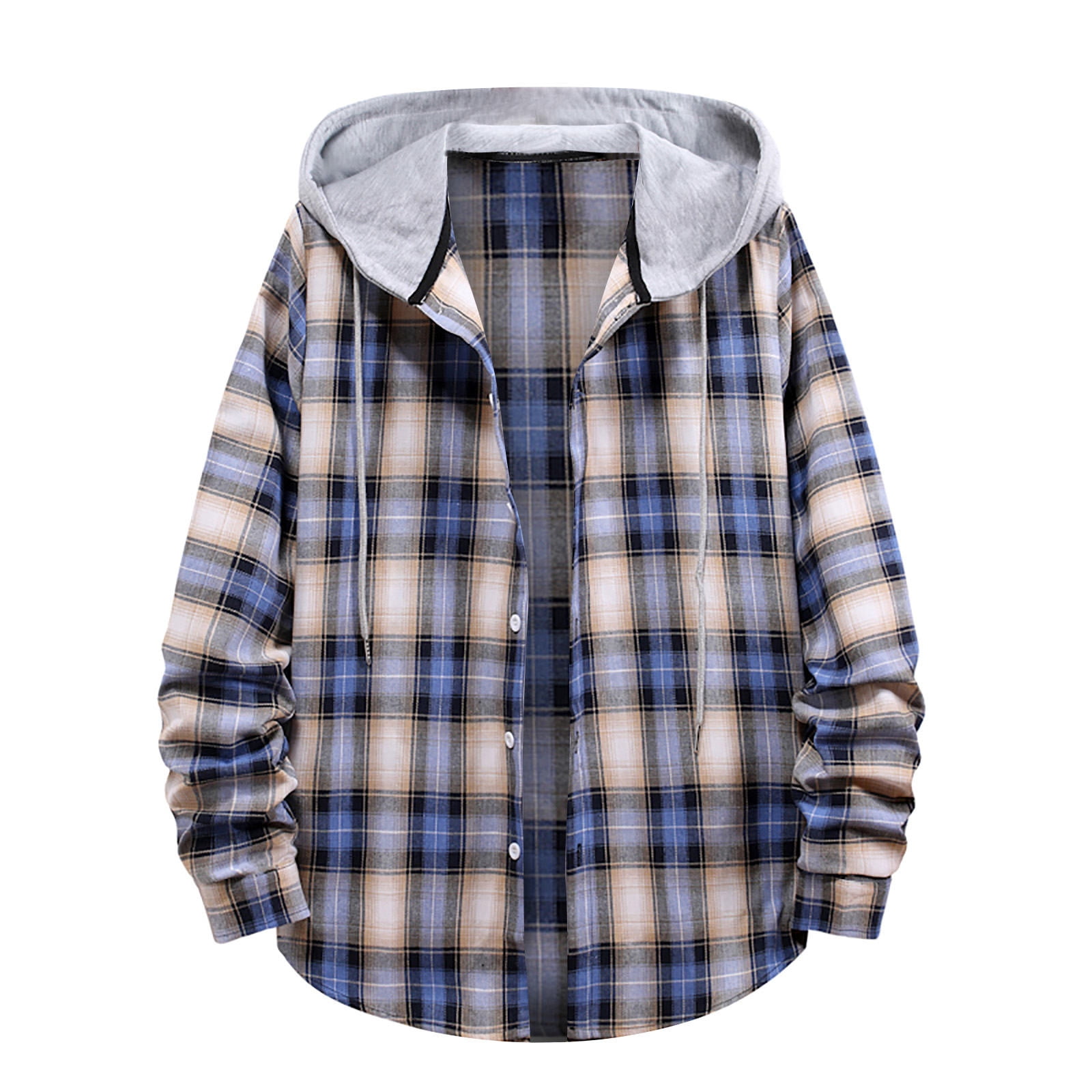 Men's Fall Winter Plaid Shirts Jacket Fleece Lined Flannel Shirts ...