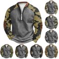 thumbnail image 1 of Men's Fall Winter Polo Half Zip Sweatshirt, Light Printed Camouflage Pullover for Casual Style, Daily Errands and Seasonal Layering,Light Gray,XL, 1 of 4