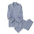thumbnail image 1 of Men's Fall Winter Warm Printing Pajamas Set Long Sleeve Lapel Loose Home Wear Nylon Spandex​​, 1 of 3