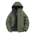 thumbnail image 1 of Men's Fall Winter Warm Windbreaker Warm Down Jackets Thick Full Zip Casual Hooded Waterproof Jacket Red 3XL, 1 of 8