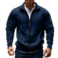 thumbnail image 1 of Men's Fall Winter Zip Up Pullover Polo Sweater - Mock Neck Fleece Sweatshirt with Convertible Collar (Layering-Friendly for Daily/Outdoor), 1 of 4