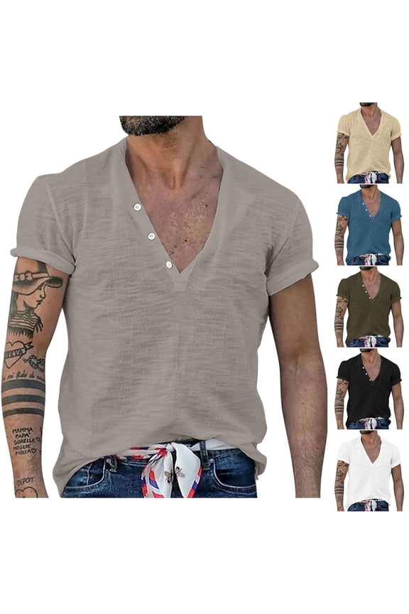 Men's Fallow Button Down Shirt Short Sleeve Casual Top Solid Color Loose Fit Lapel Collar Soft Cotton Breathable for Golf Hiking Travel Business Casual Outfits | AESTIVO,Army Green L