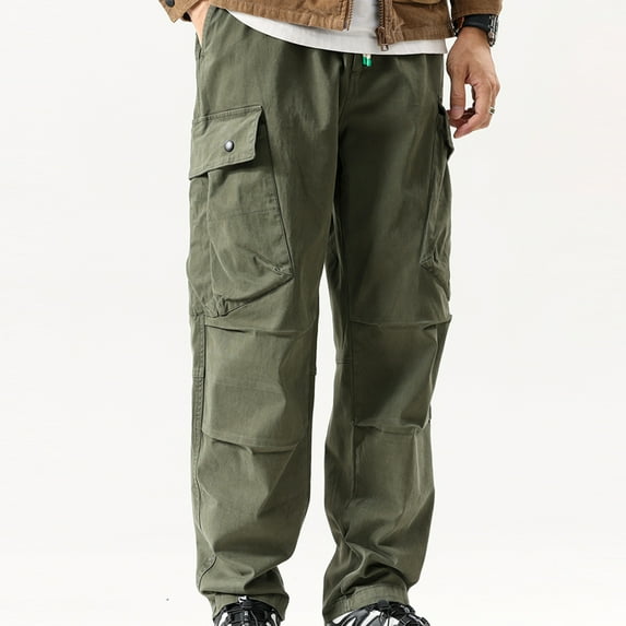 Men's Fallow Elasticated Waist Lace-up Multi-pocket Strap Leg Cargo Sweatpants Plus Size Tunic Tops For Leggings For Men Mens Khaki Pants Leggings For Boys Spring Fleece Lined Leggings Men