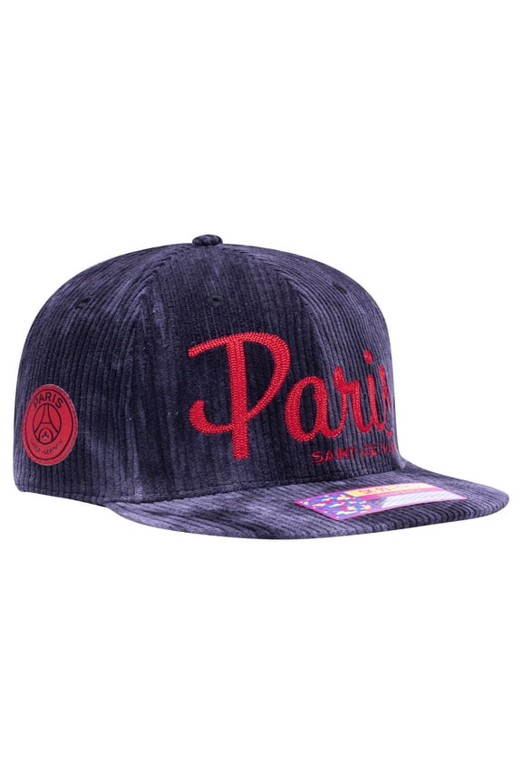 Men's Fan Ink  Black Paris Saint-Germain Open Corduroy Adjustable Hat