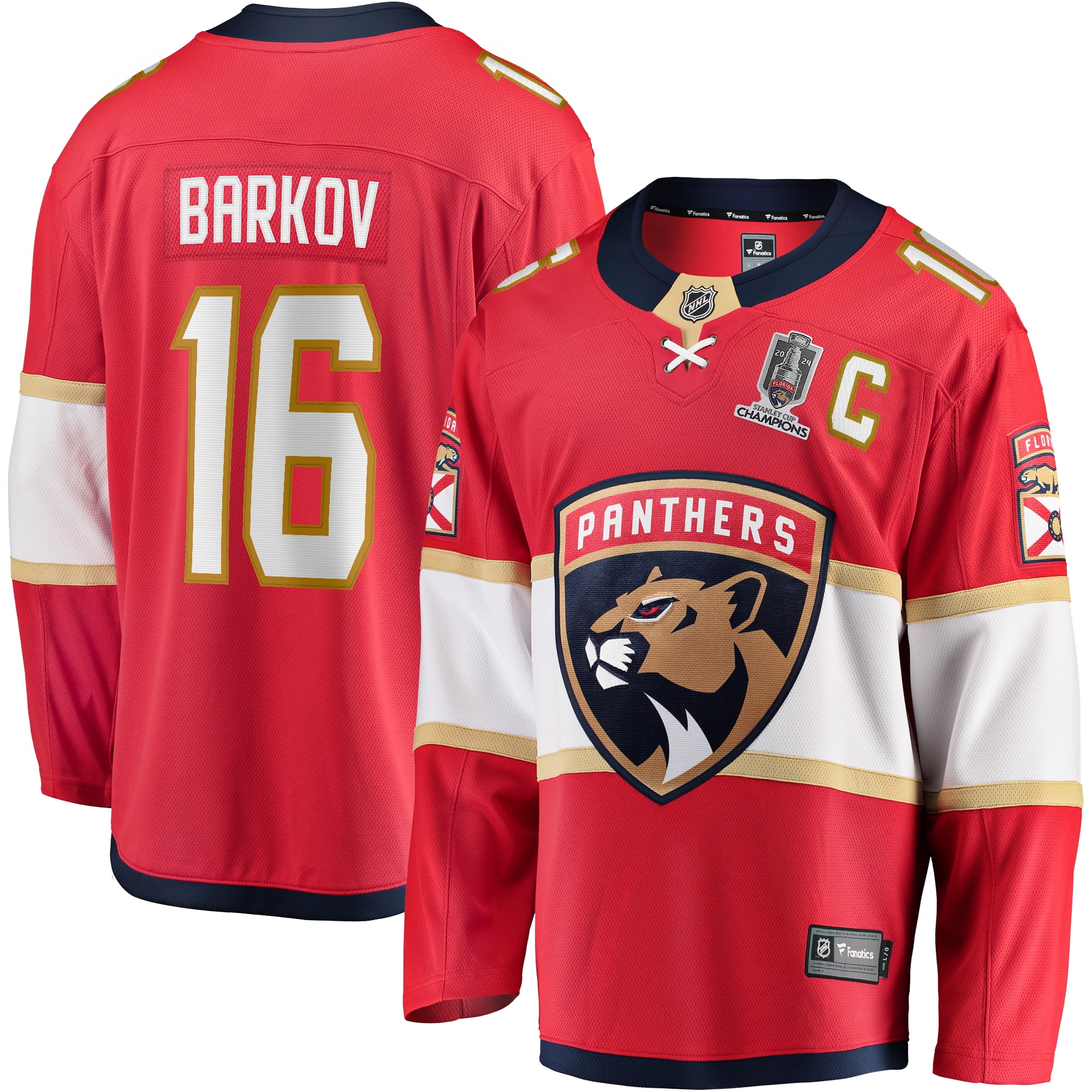 Men's Fanatics Aleksander Barkov Red Florida Panthers Home 2024 Stanley