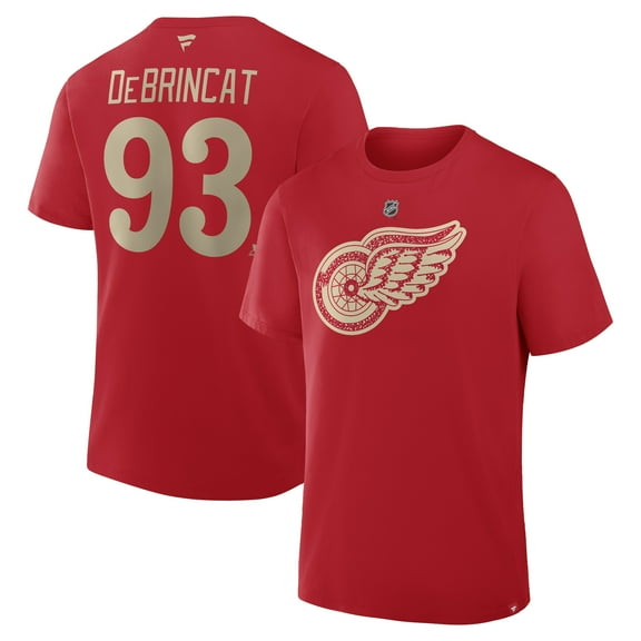 Men's Fanatics Alex DeBrincat Red Detroit Red Wings Authentic Stack Name & Number T-Shirt