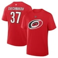 thumbnail image 1 of Men's Fanatics Andrei Svechnikov Red Carolina Hurricanes Authentic Stack Name & Number T-Shirt, 1 of 3