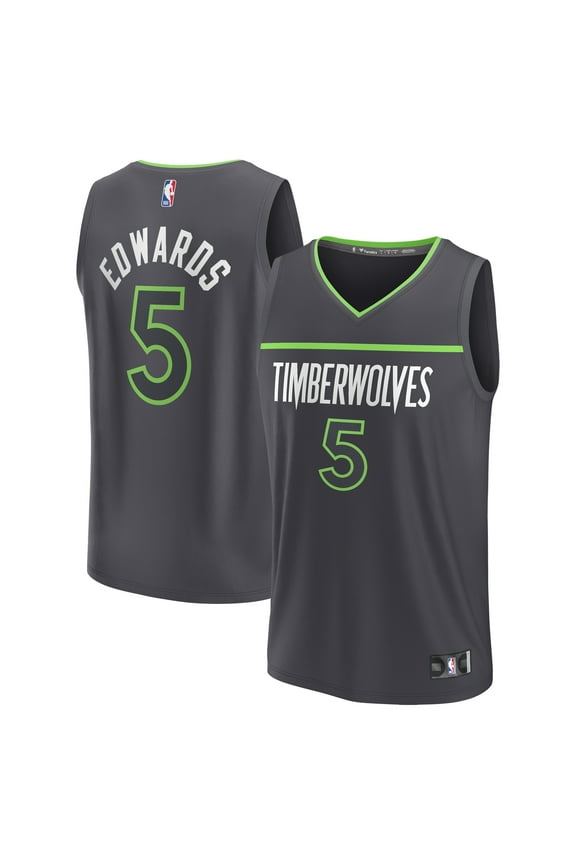 Men's Fanatics Anthony Edwards Anthracite Minnesota Timberwolves Fast Break Replica Player Jersey - Statement Edition