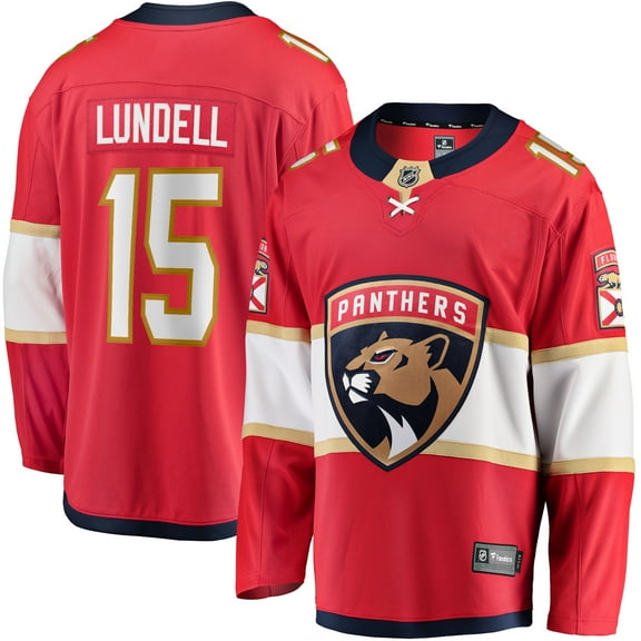 Men's Fanatics Anton Lundell Red Florida Panthers Home Breakaway Player Jersey