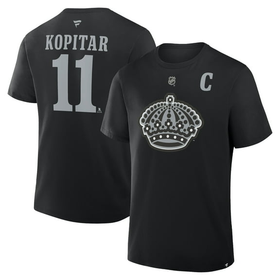 Men's Fanatics Anze Kopitar Black Los Angeles Kings Authentic Stack Name & Number T-Shirt
