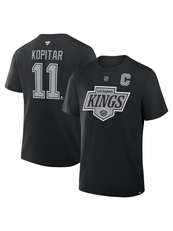 Men's Fanatics Anze Kopitar Black Los Angeles Kings Authentic Stack Name & Number T-Shirt