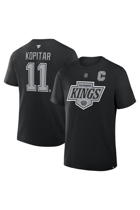 Men's Fanatics Anze Kopitar Black Los Angeles Kings Authentic Stack Name & Number T-Shirt