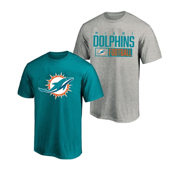 Men's Fanatics Heather Gray/Aqua Miami Dolphins Big & Tall 2-Pack T-Shirt Set
