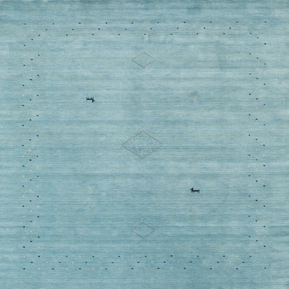 Ahgly Company Machine Washable Indoor Square Contemporary Blue Koi Blue Area Rugs, 7' Square