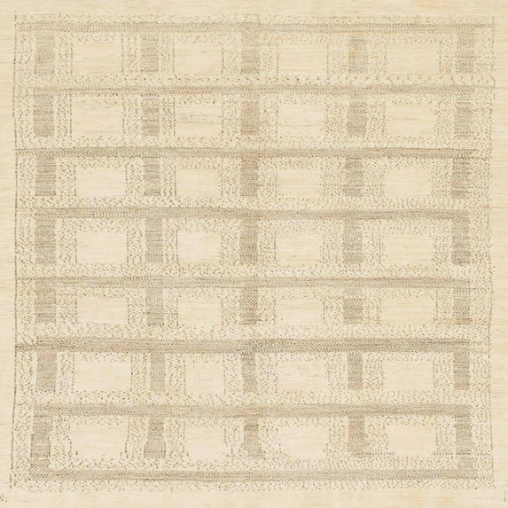 Ahgly Company Machine Washable Indoor Square Abstract Gold Area Rugs, 5' Square