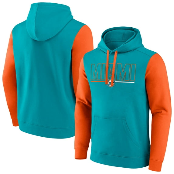 Men's-Fanatics Aqua Miami Dolphins Big & Tall Outline Pullover Hoodie