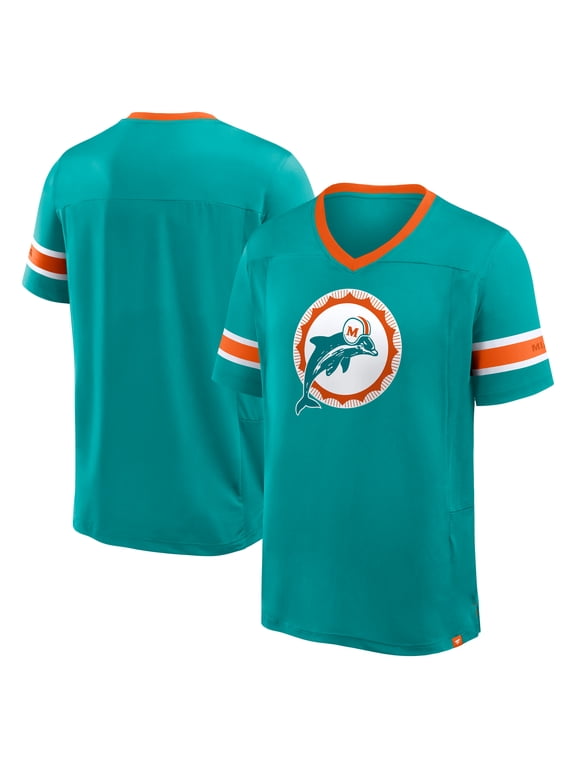 Men's Fanatics Aqua Miami Dolphins Hometown Premium Hashmark V-Neck T-Shirt