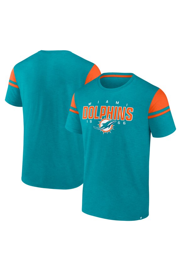 Men's Fanatics Aqua Miami Dolphins Old School Play Slub T-Shirt