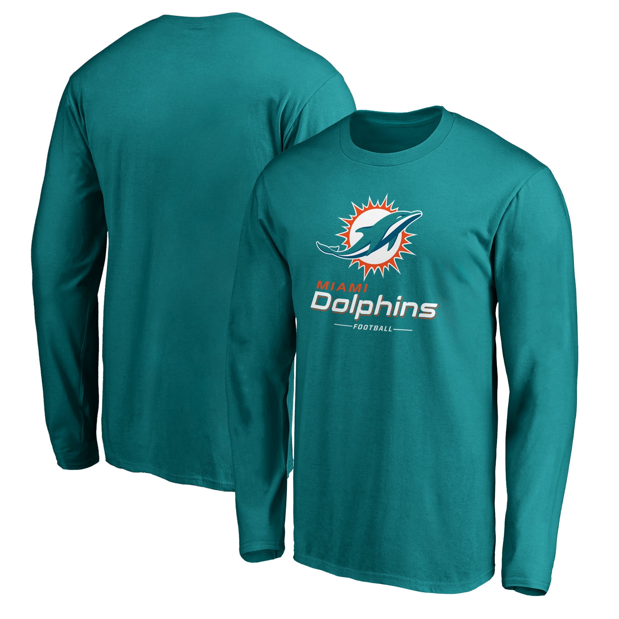 Men's Fanatics Aqua Miami Dolphins Team Lockup Long Sleeve T-Shirt ...