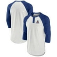thumbnail image 1 of Men's Fanatics Ash/Blue CO Rockies True Classics Better Believe Raglan Henley 3/4-Sleeve T-Shirt, 1 of 3