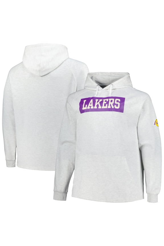 Men's Fanatics Ash Los Angeles Lakers Big & Tall Raglan Tri-Blend Pullover Hoodie