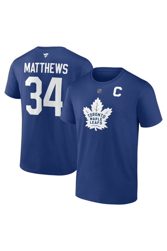 Men's Fanatics Auston Matthews Blue Toronto Maple Leafs Authentic Stack Name & Number T-Shirt