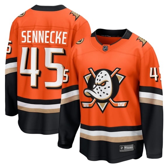 Men's Fanatics Beckett Sennecke Orange Anaheim Ducks Home Breakaway Jersey