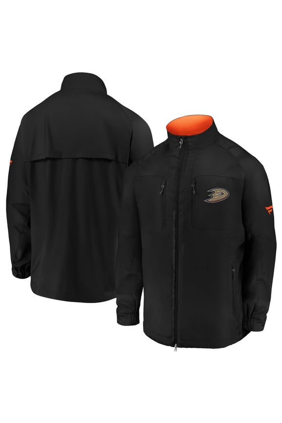 Men's Fanatics Black Anaheim Ducks Authentic Pro Locker Room Rink Raglan Full-Zip Jacket