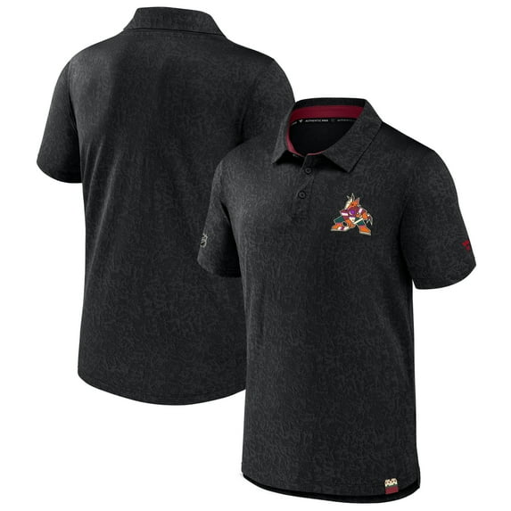 Men's Fanatics  Black Arizona Coyotes Authentic Pro Jacquard Polo
