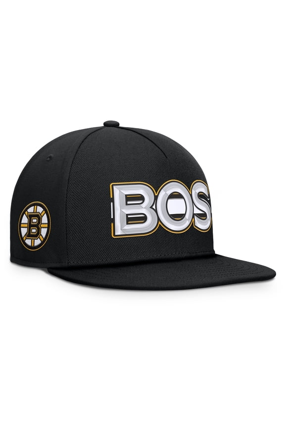 Men's Fanatics Black Boston Bruins Authentic Pro Rink Team Code Snapback Hat