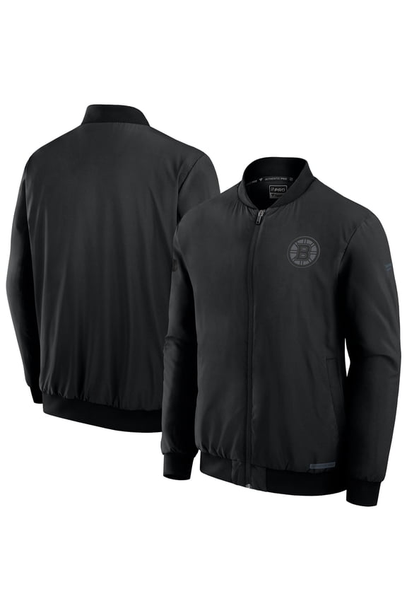 Men's Fanatics Black Boston Bruins Authentic Pro Road Full-Zip Bomber Jacket