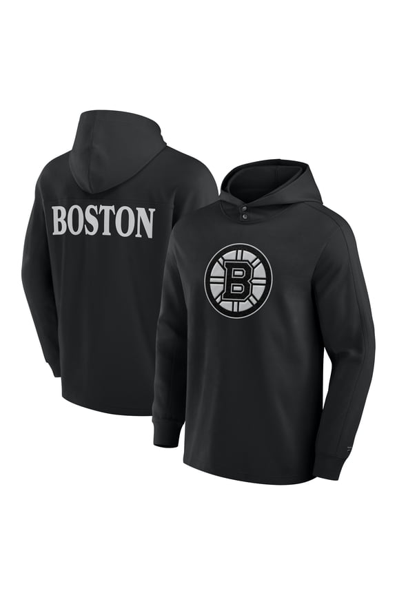 Men's Fanatics Black Boston Bruins Elements Blaze Tri-Blend Long Sleeve Hoodie T-Shirt