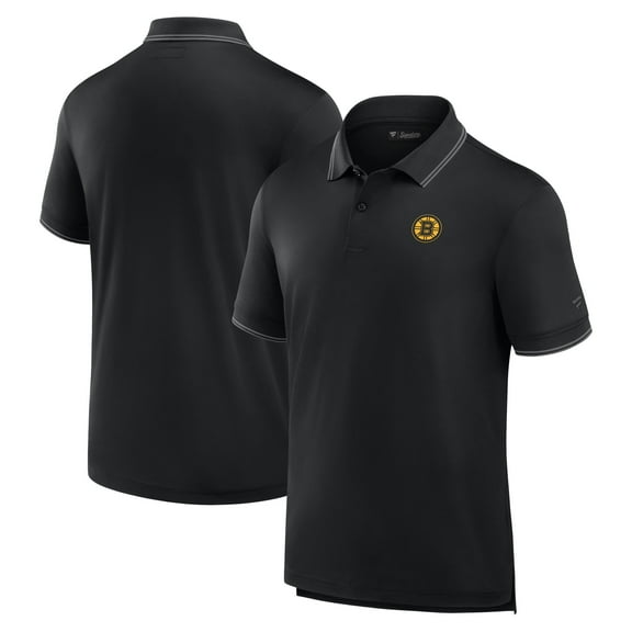 Men's Fanatics Black Boston Bruins Front Office Pique-Polo