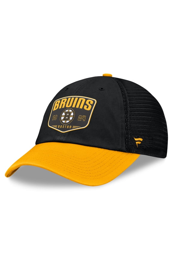 Men's Fanatics Black Boston Bruins Fundamental One-Time Trucker Adjustable Hat