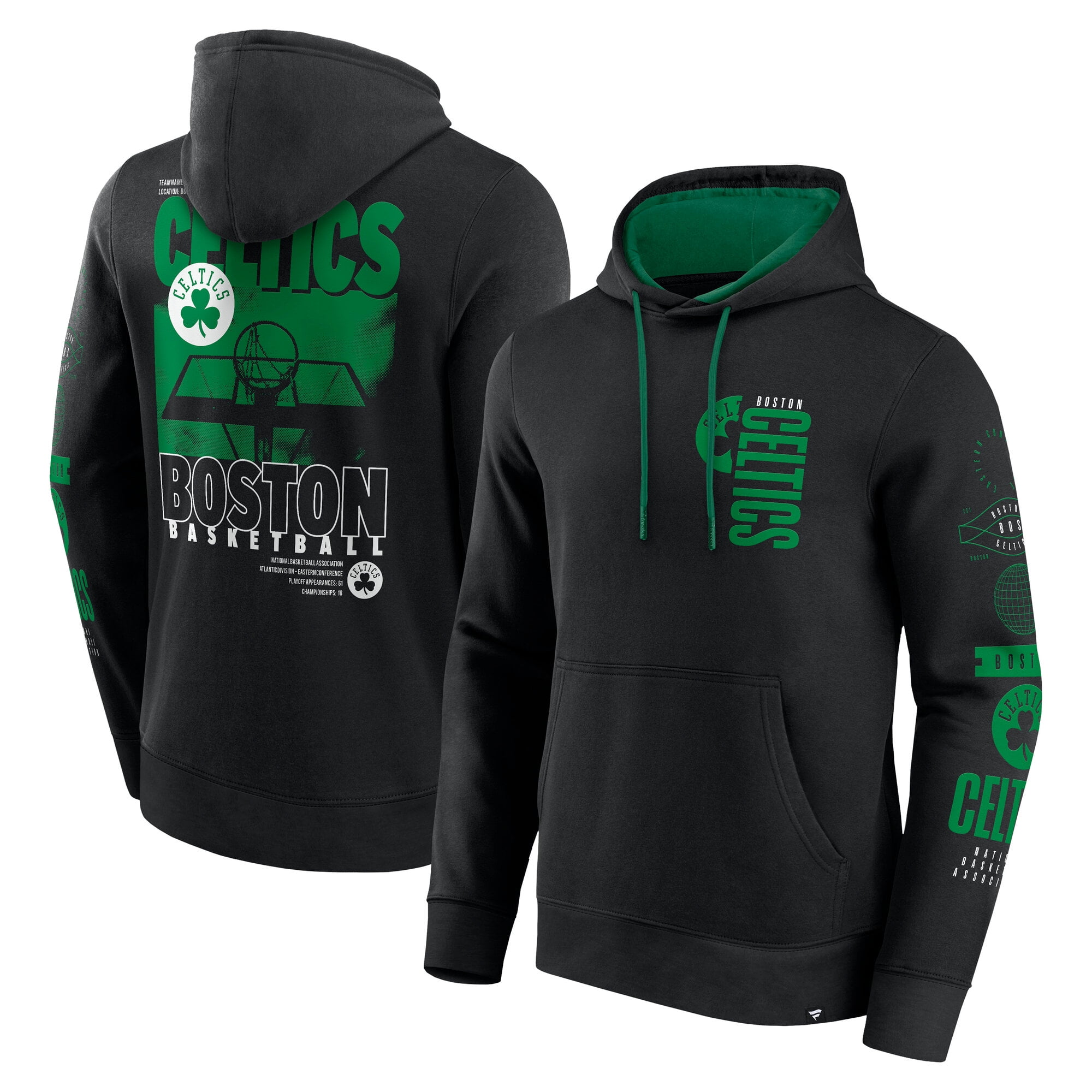 Men's Fanatics Black Boston Celtics Game Time Crossover Pullover
