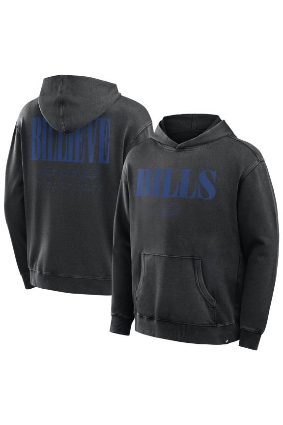 Men's Fanatics Black Buffalo Bills Big & Tall Relaxed Intense Rivalry Washed Hoodie