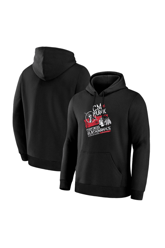 Men's Fanatics Black CM Punk x Chicago Blackhawks-Elimination Chamber 2026 Hoodie