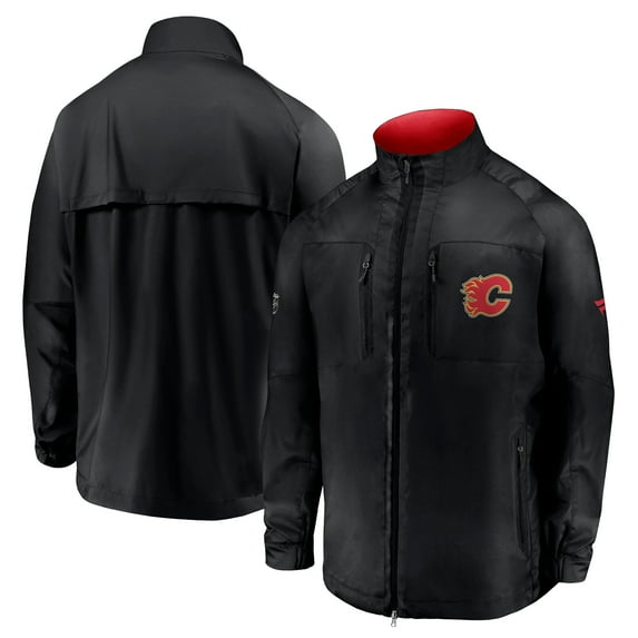 Men's Fanatics Black Calgary Flames Authentic Pro Locker Room Rink Raglan Full-Zip Jacket