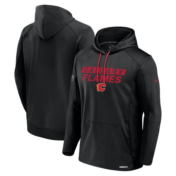 Men's Fanatics Black Calgary Flames Authentic Pro Rink Hoodie