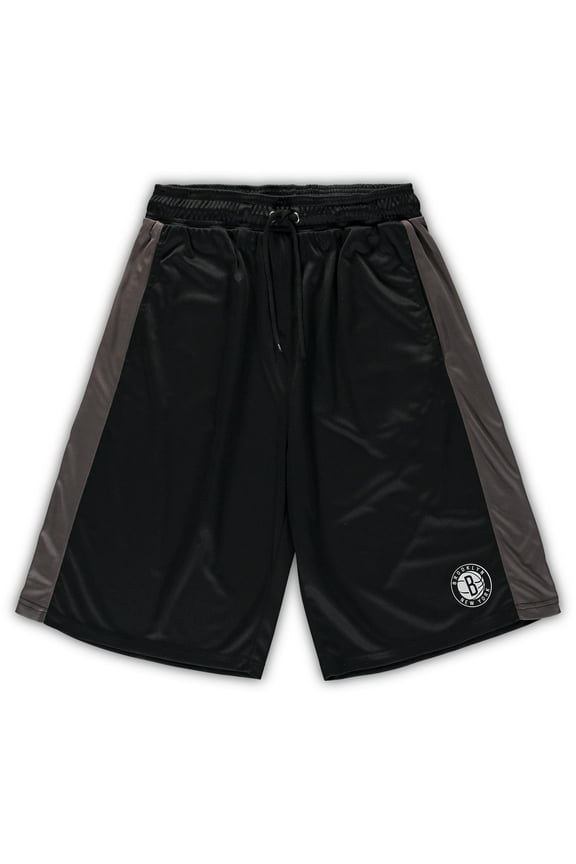 Men's Fanatics Black/Charcoal Brooklyn Nets Big & Tall Performance Shorts