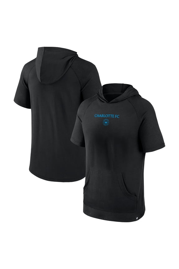 Men's Fanatics Black Charlotte FC Match Raglan Short Sleeve Pullover Hoodie