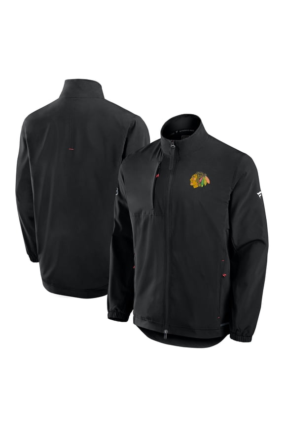 Men's Fanatics Black Chicago Blackhawks Authentic Pro Rink Full-Zip Coaches Jacket
