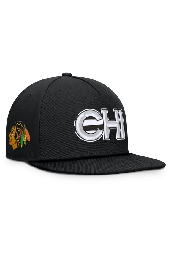 Men's Fanatics Black Chicago Blackhawks Authentic Pro Rink Team Code Snapback Hat