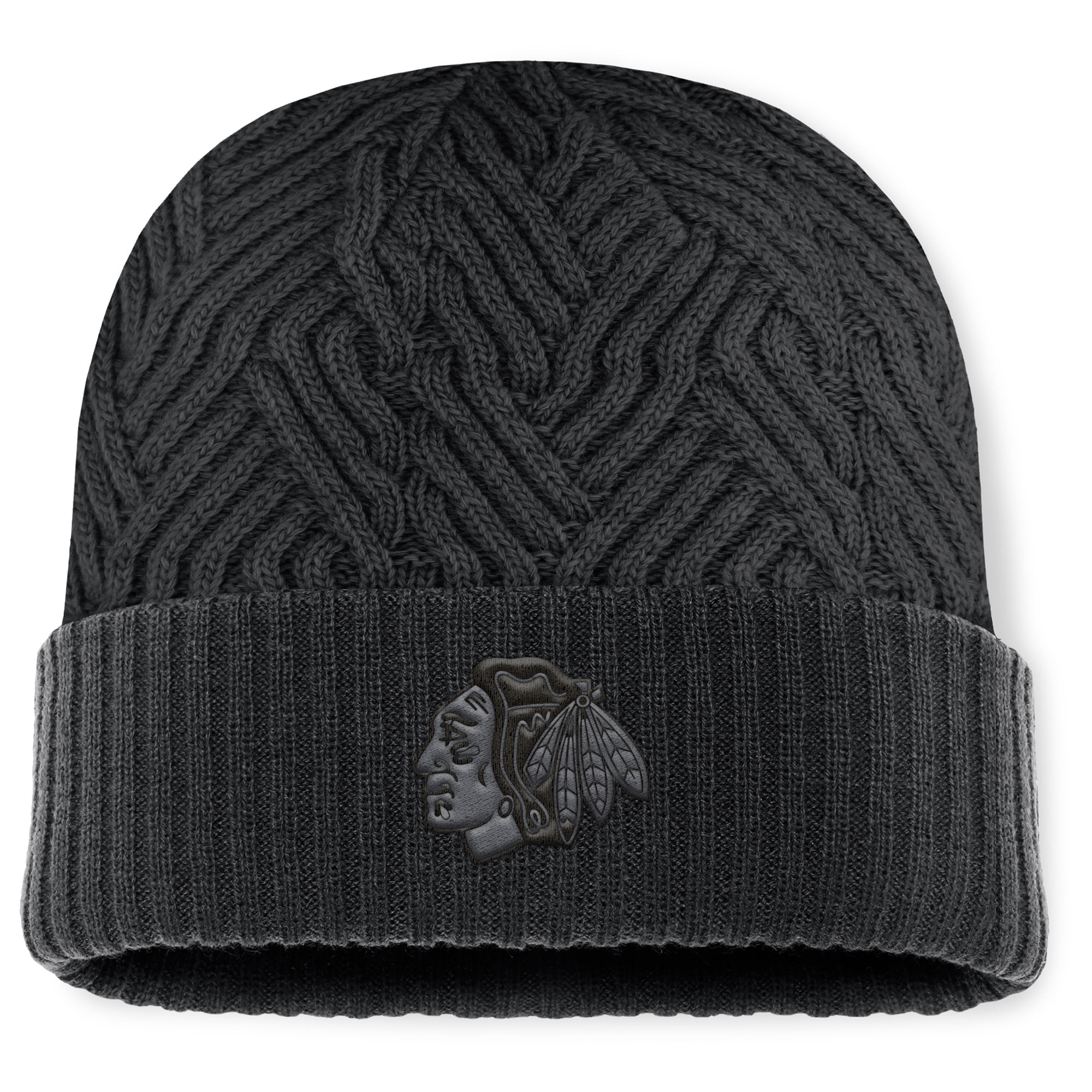 Men's Fanatics Black Chicago Blackhawks Authentic Pro Road Cuffed Knit Hat