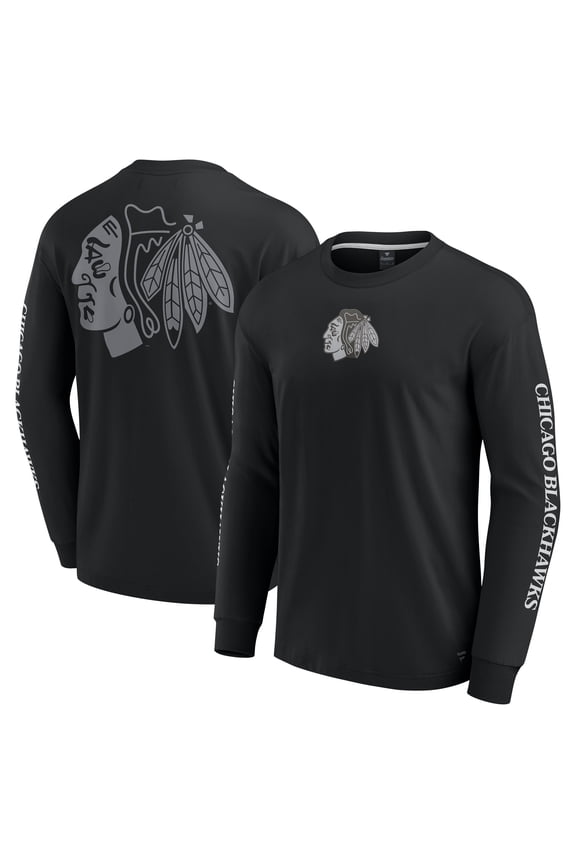 Men's Fanatics Black Chicago Blackhawks Elements Strive Long Sleeve T-Shirt