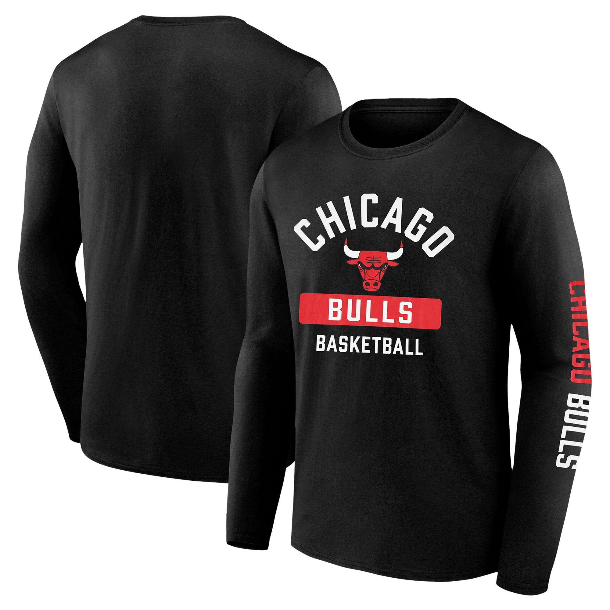 Men's-Fanatics  Black Chicago Bulls Long Sleeve T-Shirt